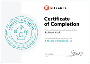 Sitecore Personalize ILT Certificate Of Completion Robbert Hock